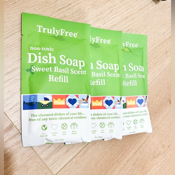 Trulyfree Other - NWT: TrulyFree Sweet Basil non toxic Dish Soap Refill set of 3